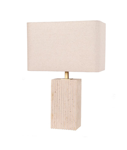 Sagitta Rectangle Beige Travertine Table Lamp