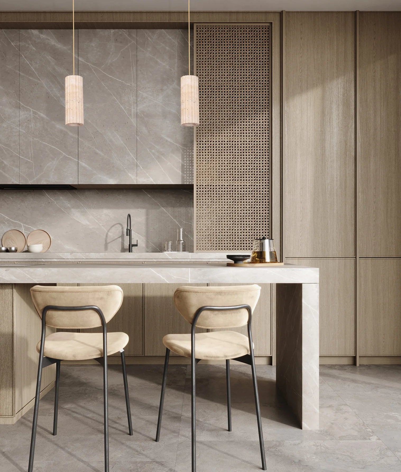 Sagitta Beige Travertine Pendant