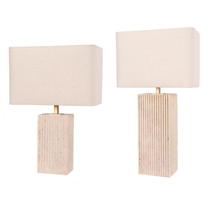 Sagitta Rectangle Beige Travertine Table Lamp