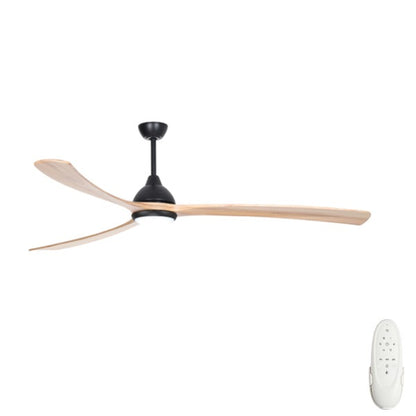 Sanctuary 86" DC Ceiling Fan with LED Light Black with Natural Blades