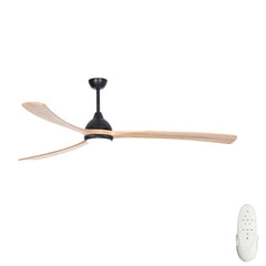 Sanctuary 92" DC Ceiling Fan with LED Light Black with Natural Blades
