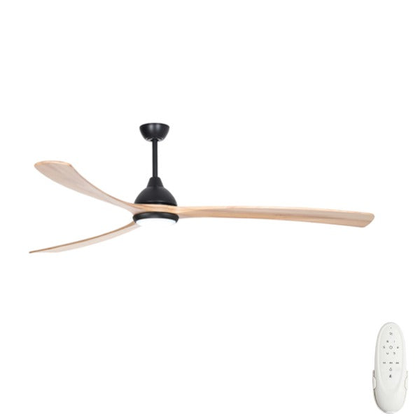 Sanctuary 92" DC Ceiling Fan with LED Light Black with Natural Blades