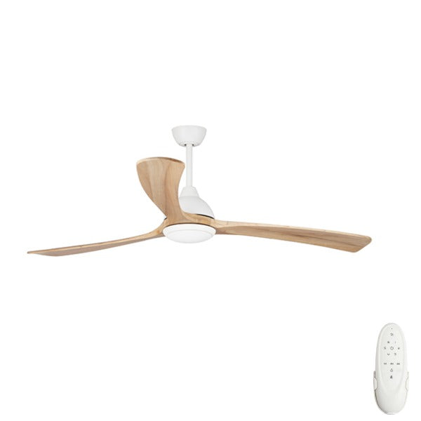 Sanctuary 86" DC Ceiling Fan with LED Light White with Natural Blades