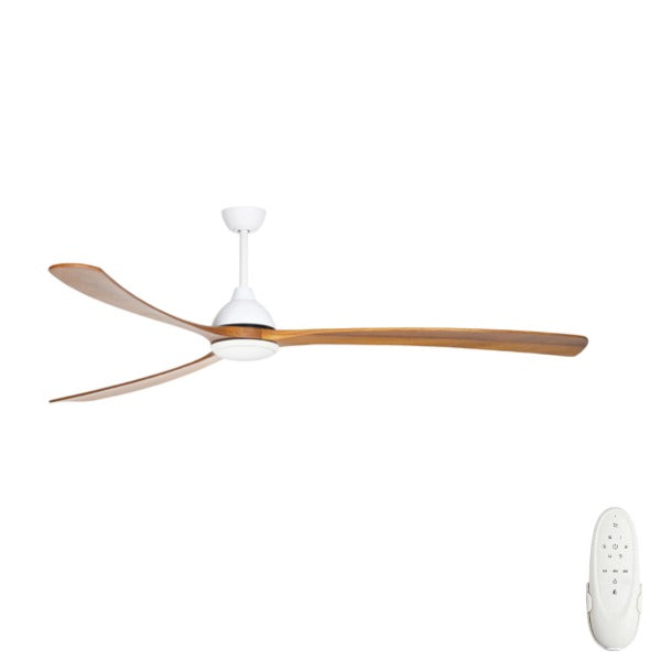 Sanctuary 92" DC Ceiling Fan with LED Light White with Teak Blades
