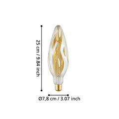 Small Amber LED Flame Globe 4w E27