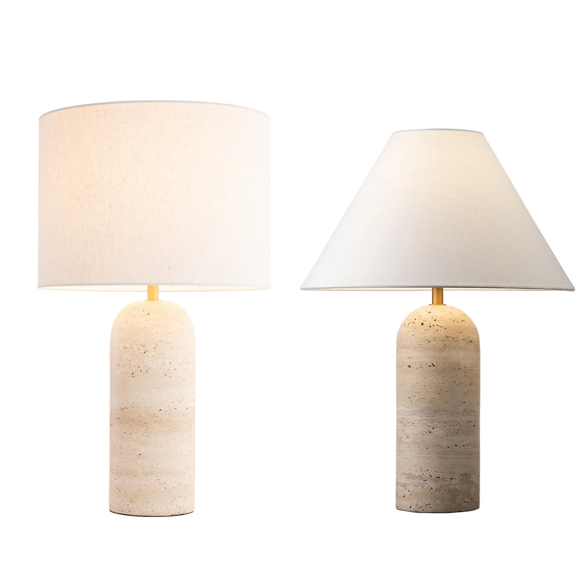 Soren Travertine Table Lamp & Shade