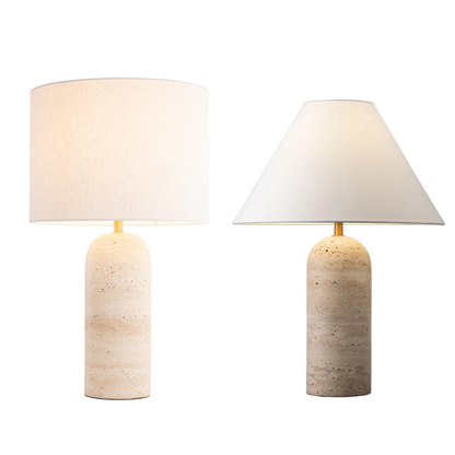 Soren Travertine Table Lamp & Shade