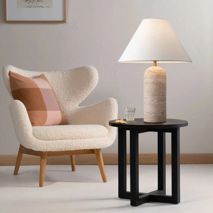 Soren Travertine Table Lamp & Shade