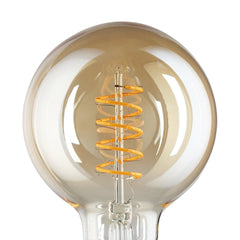 LED Amber Spiral G95 4W E27 Warm White Globe