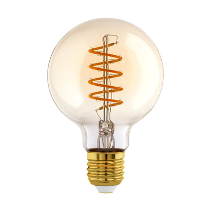 LED Amber Spiral G95 4W E27 Warm White Globe