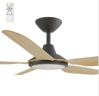 Storm 42" DC Ceiling Fan Black & Bamboo with LED Light