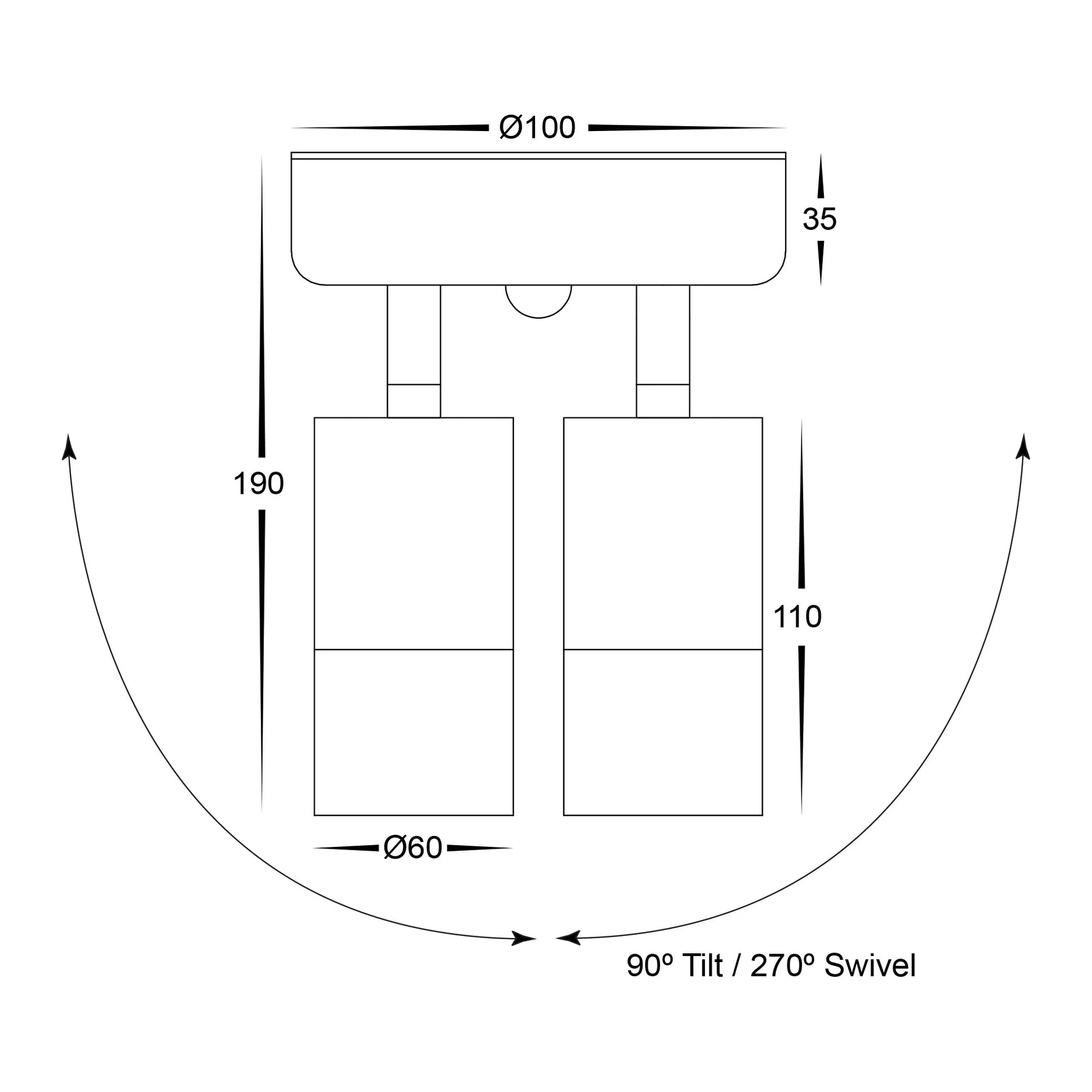 Tivah Double Adjustable Wall Light with Sensor 240v