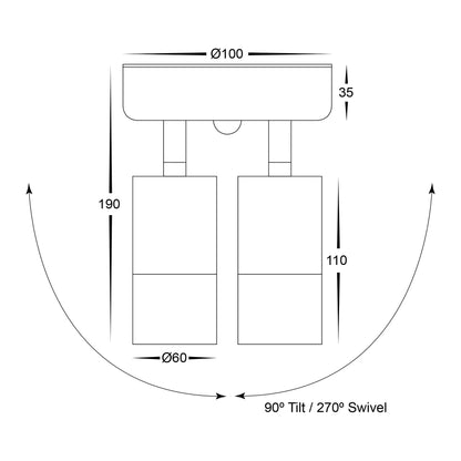 Tivah Double Adjustable Wall Light with Sensor 240v