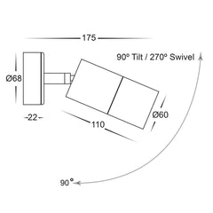 Tivah Single Adjustable GU10 Wall Light 240V