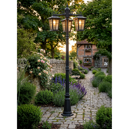 Eden Triple Exterior Post Light Black
