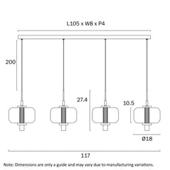 Volen 4LT LED Bar Pendant