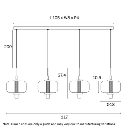 Volen 4LT LED Bar Pendant