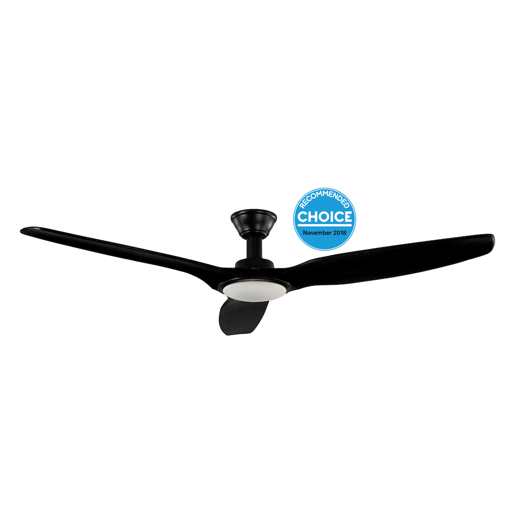 Trident Dc 3 Blade 70 Natural Timber Blade 24watt Led 3k Black